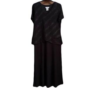 City Dress Black Maxi Long Formal Silver Sequined Dress | Prom | Wedding Size 18